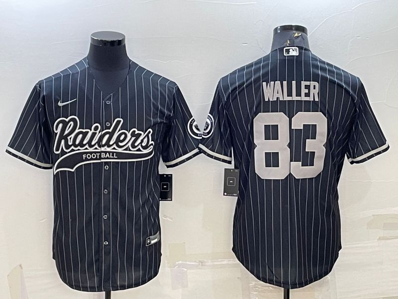 Men Oakland Raiders #83 Waller Black stripe 2022 Nike Co branded NFL Jerseys